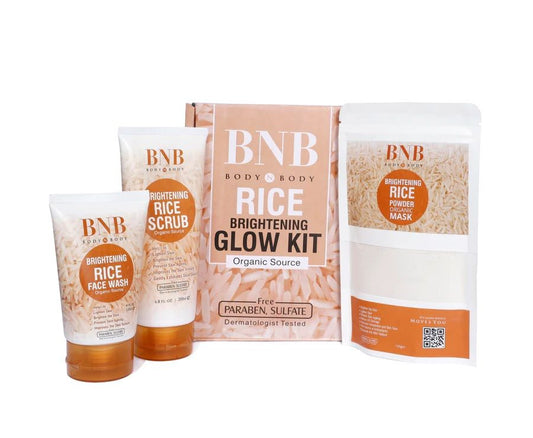 Achieve Radiant Skin: BNB Rice Extract Bright & Glow Kit (3 Pack) with Golden Cap