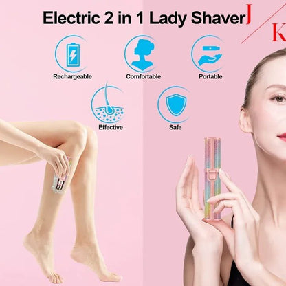 2-in-1 Rechargeable Hair Remover for Painless Face & Brows (Women)